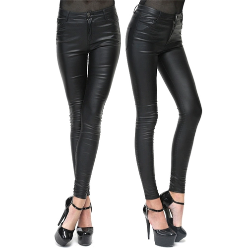 Осенние полиуретановые штаны, приталенные леггинсы для отдыха, в стиле панк, высокая талия