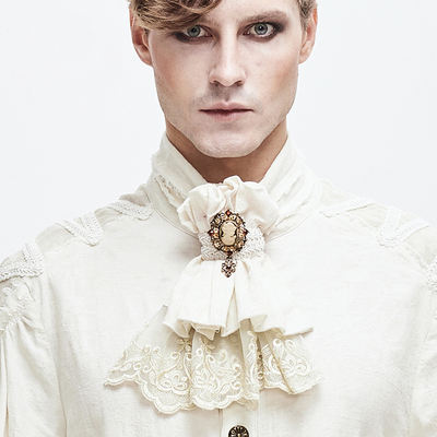 A beautiful head with a beige collar flower, Gothic gentlemanly style, court noble bow tie, high-end feel, stage performance fake collar for men and women