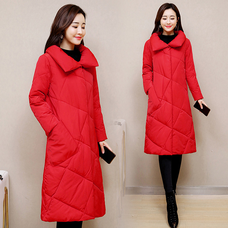 2022 cotton coat women's winter new Korean version thickened over-the-knee down cotton coat mid-length version large size coat cotton jacket tide