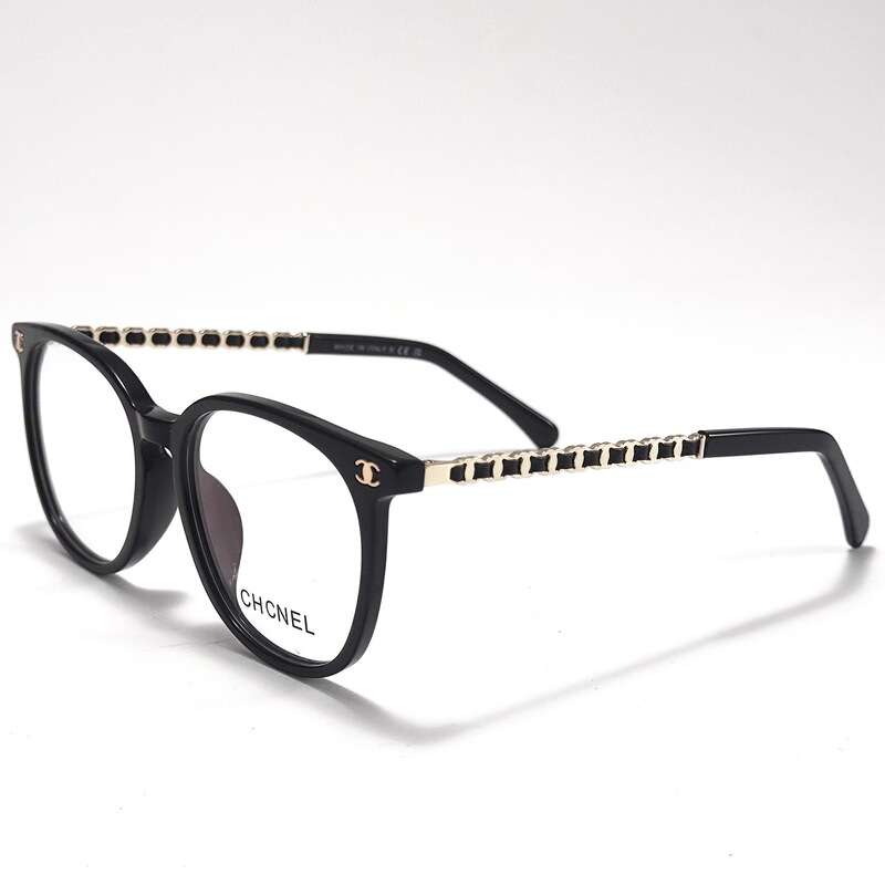 Hong Kong Xiaoxiangjia Ch3472 Xiaohongshu Same Style Chanel-Style Woven Temple Oval Glasses Anti-Blue Light Non-Prescription Glasses