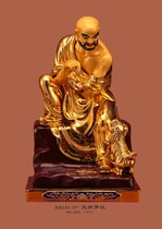 Haixin Buddha stately Buddha statue Taiwan pure copper hand-affixed gold laughing lion Arhat sit Arhat Happy Arhat
