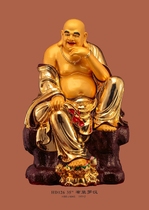Haixin Buddha stately Buddha statue Taiwan pure copper hand-affixed gold cloth bag Arhat Look at Munrohan Long brow Arhat