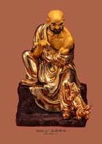Haixin Buddha stately Buddha statue Taiwan pure copper hand-affixed gold laughing lion Arhat sit Arhat Happy Arhat