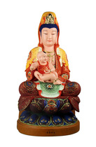 Haixin Buddha solid wood camphor Wood Buddha statue Dunhuang color solemn Buddha Statue sent son Guanyin Empress