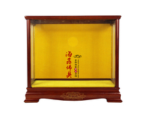 Haixin Buddha solid wood tempered glass Lotus Buddha Light hanging niche Hanging cabinet 48 cm wide glass niche