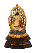 Haixin Dunhuang Color three treasure Buddha Saha three holy Immeasurable life Buddha Shakyamuni Buddha Guanshiyin Bodhisattva