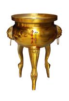 Haixin Buddha temple floor-to-ceiling pure copper large incense burner double dragon ear three-legged incense burner 1 1 meter high