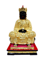 Haixin Buddha stately Buddha statue incense camphor wood carving lacquer line carving velvet sand Gold Qingshui Rock ancestral Master Gong 12 inches