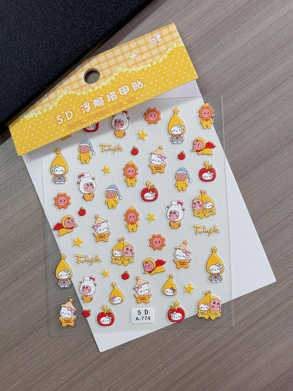 Cute Popular Star-Themed Stickers Embossed 3D Nail Art Cartoon DIY Nail Phone Water Cup Ccd Decoration Waterproof