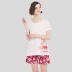 Ba bộ đồ ngủ nữ cotton chính hãng quần short ngắn tay in lỏng hai mảnh cotton phụ nữ phục vụ nhà - Giống cái bộ mặc nhà trung niên Giống cái