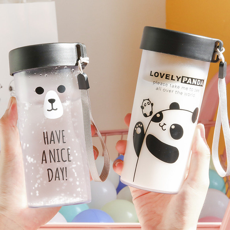 Creative personality cartoon frosted cup Summer Korean version Trend portable small freshener briefing student men and women water glasses