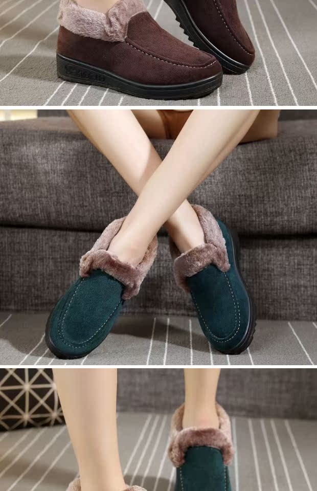 Giày vải cotton giày ấm giày cũ tuyết Bắc Kinh giày trượt cộng với nhung của phụ nữ bốt nữ cổ thấp