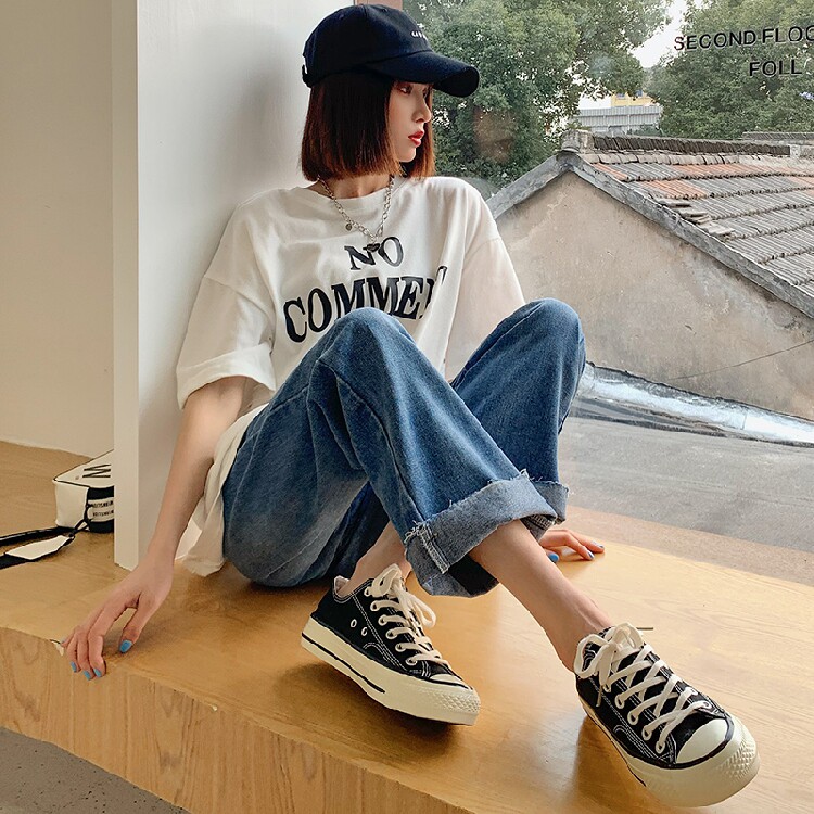 Maternity Pants Spring and Autumn Outer Wear Net Red Fashion Autumn and Winter New Maternity Jeans Raw Edge Straight Loose Slim Pants