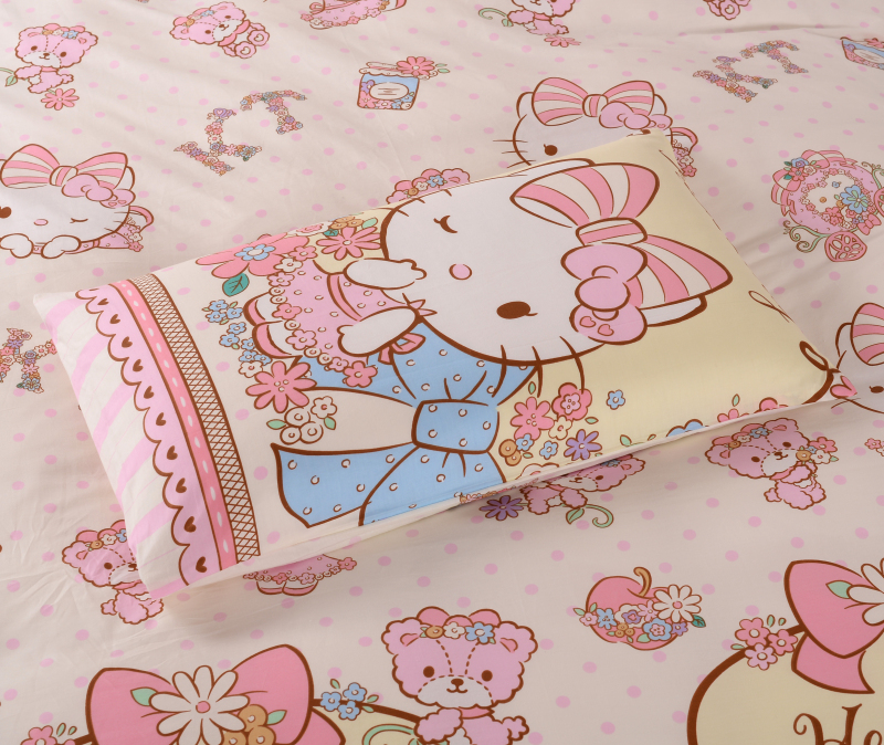 Pink Stripe MyMelody Girls Sheets Giường KT Giường bốn mảnh Giường dễ thương 笠 美 乐 蒂 棉 三 套套