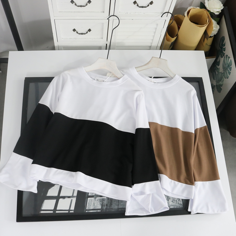 Áo thun cotton tay lửng cotton nữ A 7 mùa thu phiên bản Hàn Quốc của màu hoang dã phù hợp với áo sơ mi nữ sinh viên bạn gái áo thun đen nữ