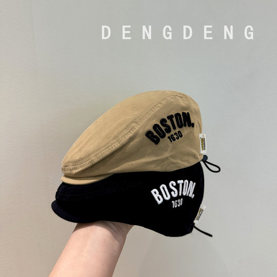 Children's Beret for Boys, Spring and Autumn Vintage Letter Cap, Stylish and Versatile Duckbill Cap for Girls, Summer