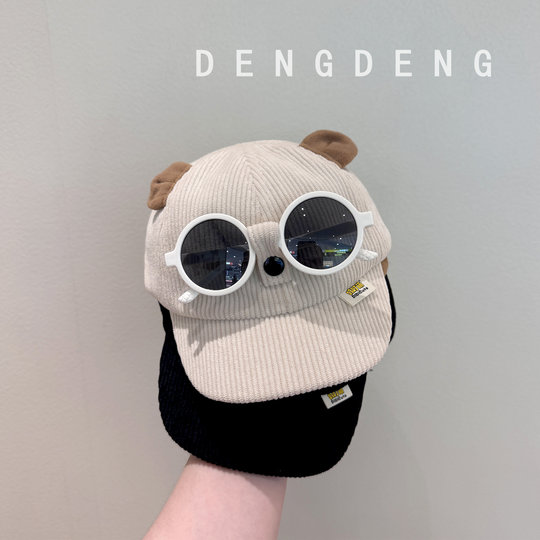 Baby Sunglasses Baseball Cap Spring and Autumn Corduroy Children's Windproof Warm Hat Boys and Girls Cute Versatile Baseball Cap