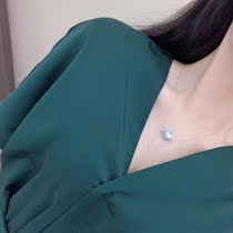 Blue gray round Mapei pendant 15mm starry sky blue gray rainbow light Japanese finished hanging chain design