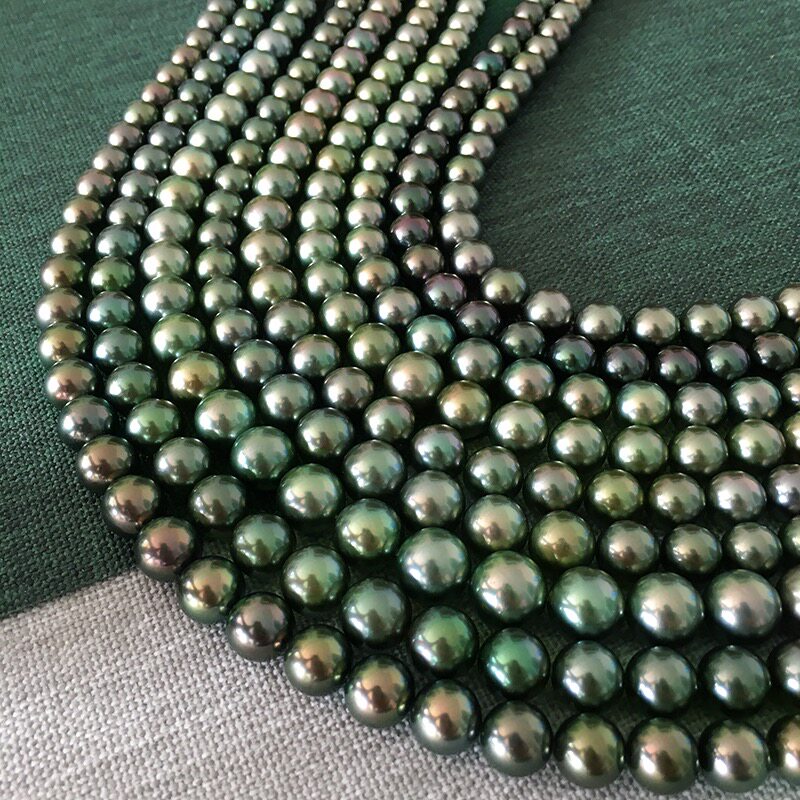 New black butterfly Tahiti chain Natural Sea black pearl necklace quality Peacock Green Pearl limited to 50