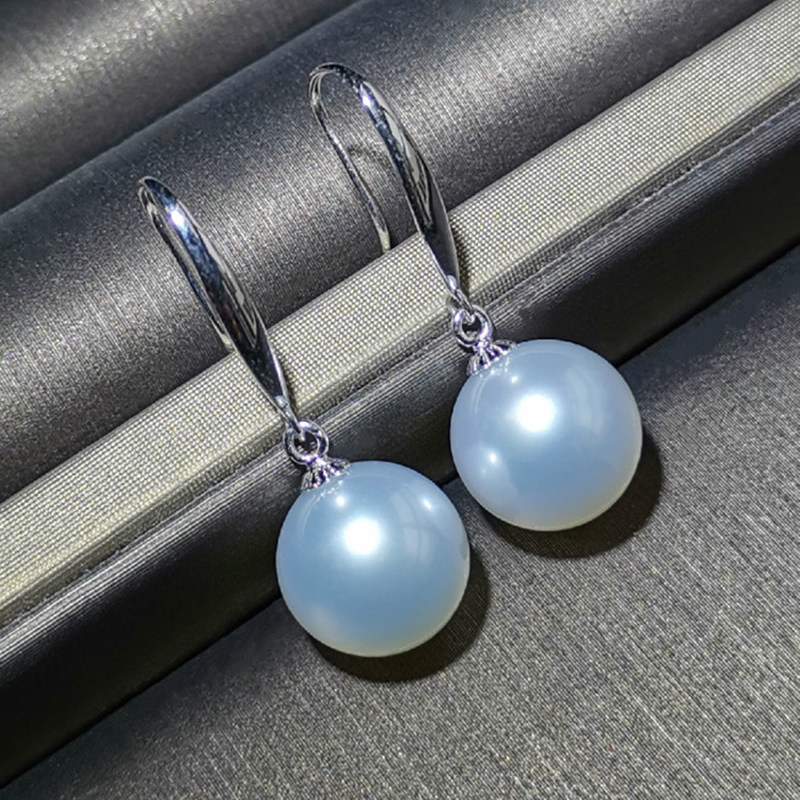 Nanyang Owhite Pearl Great White Natural Sea Water Australia White Ear Hook Earrings Quality 18k Gold And Silver Blue Cold Light Ear Needle Earrings