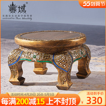 Teidomain Southeast Asia solid wood small stools wood changing shoes stool Thai style minimalist living-room round stool home wood stools