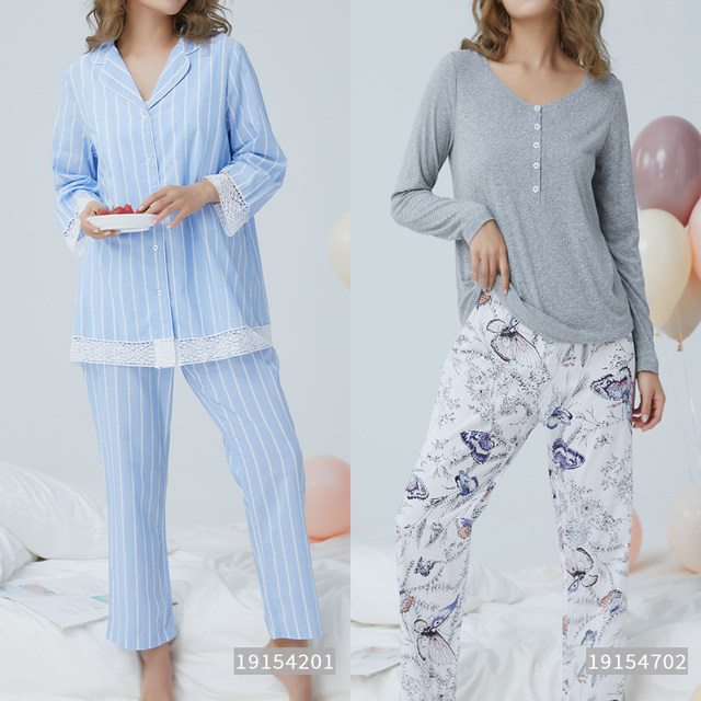 ຕຸລາ Mommy Postpartum Confinement Clothes Spring, Summer and Autumn Breastfeeding Pajamas Set Home Clothes