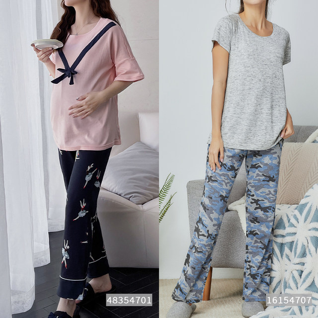ຕຸລາ Mommy Postpartum Confinement Clothes Spring, Summer and Autumn Breastfeeding Pajamas Set Home Clothes
