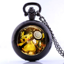 Vintage Necklace Pocket Watch Pet Elf Pokemon Go Pikachu Pendant Hanging Watch DIY Patch