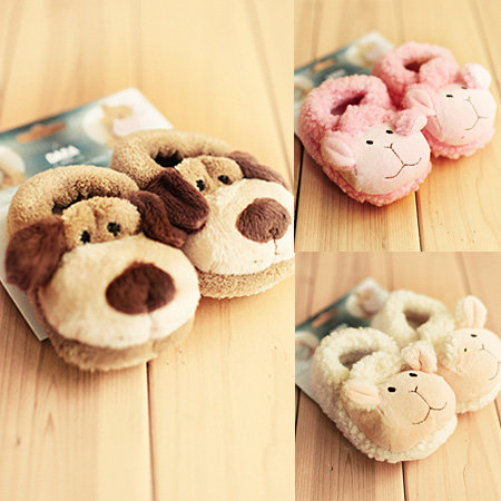 Autumn Winter Super Cute Little Animal Fluff Cotton Shoes Baby Soft Bottom Non-slip Point Rubber Shoes School Walking Shoes Socks Indoor Cotton Slippers