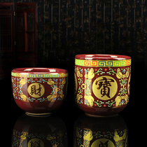 Tang Cai Moonlight Cup into the treasure Zhu Sha red Ceramics for Buddha Zhai Bowl Home Large Small Buddha Bowl