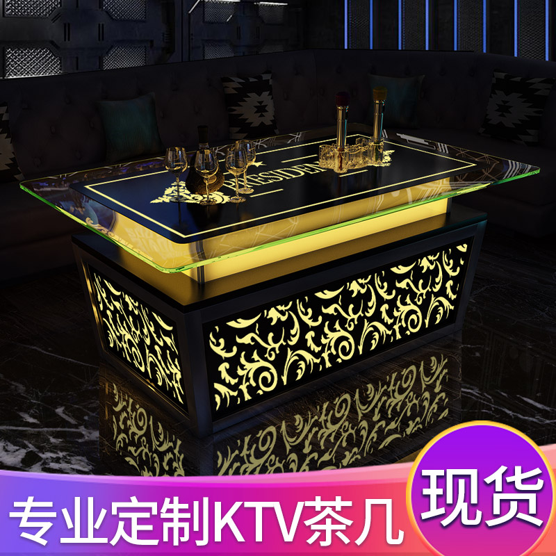 Net Red New KTV Tea Table Bar Clubhouse Stainless Steel Tempered Glass Shine Customized Modern Brief