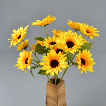 Simulation 3 - head sunflower middle - flower bouquet fake balcony garden styling hotel furnished fence decorated sunflowers