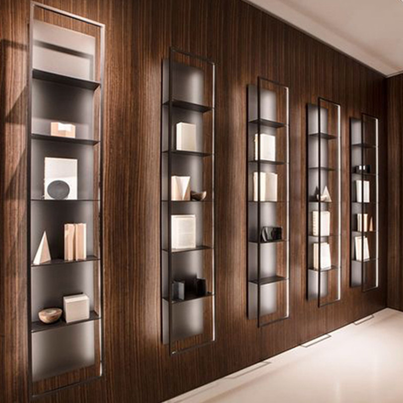 LED laminate luminous wall decoration shelf with light clapboard living room display stand wrought iron wall hanging bookshelf