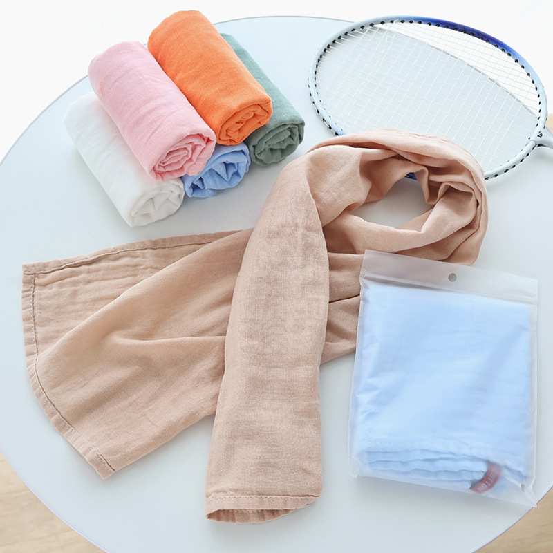 Sports Towel Pure Cotton Gauze Lightweight Sports Towel Running Gym Extended Colorful Sweat Towel Absorbs Sweat and Dries Quickly