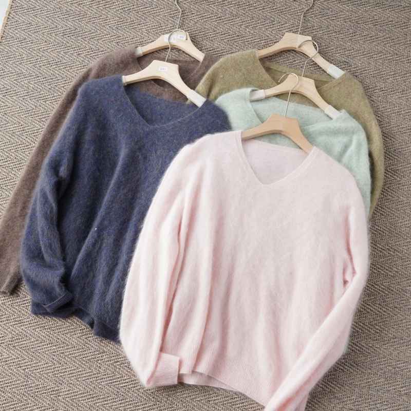 Brushed All-Wool ~ New Autumn and Winter V-Neck Soft and Skin-Friendly Plush Pullover Long-Sleeve Sweater 206g