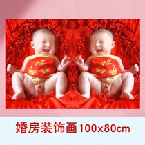 Male baby pictorial wall stickers Baby hanging painting big picture Wedding room newborn dragon and phoenix big eyes cute prenatal bb stickers