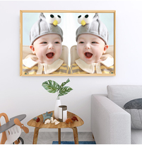 Cadre photo mignon et beau bébé garçon photo autocollant mural bébé femme enceinte grossesse éducation prénatale affiche picturale table en bois massif