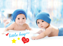 Cute twin baby doll poster male and female baby twin baby picture wall sticker Pregnant woman fetal education bb painting sticker