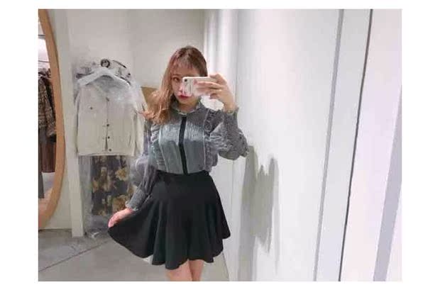 Các nhà sản xuất tại chỗ trả lại cho S nhà mùa xuân mới ngọt ngào cổ áo cao nửa đèn lồng tay áo bằng gỗ ao so mi dep