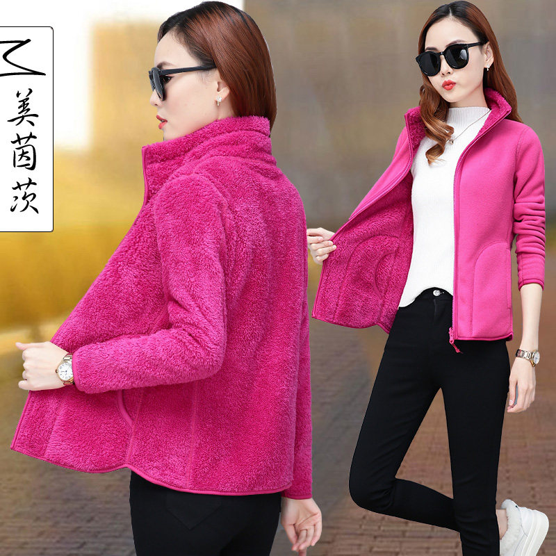Double-sided velvet jacket sweater fleece 2022 new spring and autumn loose cardigan fleece jacket student short coat women