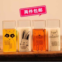 Super cute hipster student water cup fruit juice cup Milk Cup home Korean glass cup couple Girl