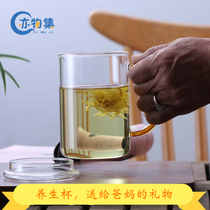 Also collection of aged health care with glass cup office transparent water cup tea cup home with lid tea cup