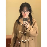 Демисезонное длинное шерстяное пальто, небольшая куртка, подходит для подростков, увеличенная толщина