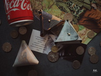 Leather chivalrous PXK-mini triangle wallet earphone bag Italian vegetable tanning leather pure handmade design custom