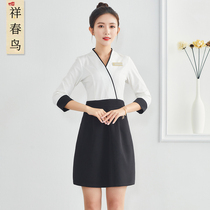 High-end beautician overalls female 2021 spring and summer new health center foot bath technician dress beauty salon dress