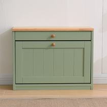 Nordic American Mediterranean solid wood shoe cabinet simple modern household ultra-thin flip door entrance porch shoe stool home