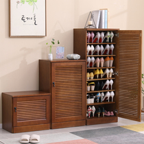 New Chinese American solid wood shoe cabinet home door simple modern breathable entrance hall porch combination single door shoe cabinet