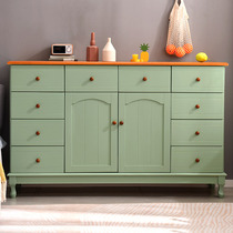 Solid Wood six-bucket cabinet Nordic modern minimalist American Mediterranean living room bedroom storage wall side storage ten-bucket cabinet