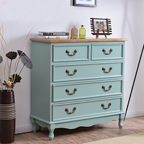 Solid wood chest cabinet Nordic American Mediterranean simple modern home living room bedroom storage cabinet six-bucket cabinet