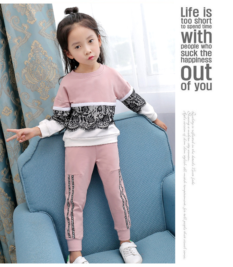 Cô gái mùa thu 2019 quần áo trẻ em mới thể thao phù hợp với khí 15 đứa trẻ lớn Cô gái 12 tuổi mùa xuân và mùa thu phiên bản Hàn Quốc của thủy triều quần áo trẻ em 10 tuổi